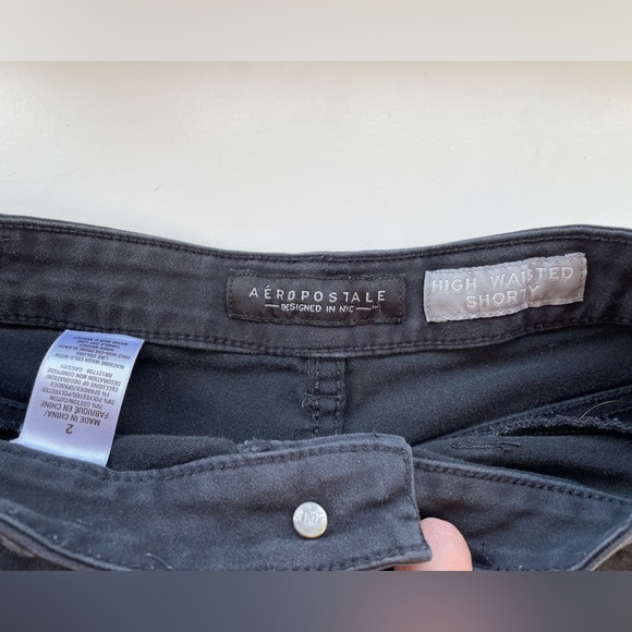 Aeropostale black high waisted denim shorts. - Picture 3 of 3
